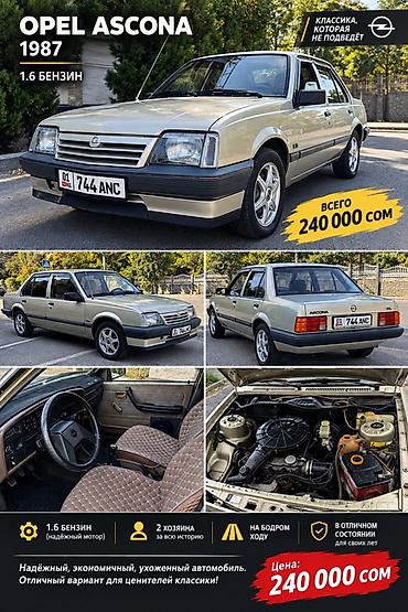 Opel Ascona: 1987 г., 1.6 л, Механика, Бензин, Седан