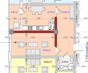 ищу квартиру дом: 1 комната, 54 м², Элитка, 13 этаж, ПСО (под самоотделку)