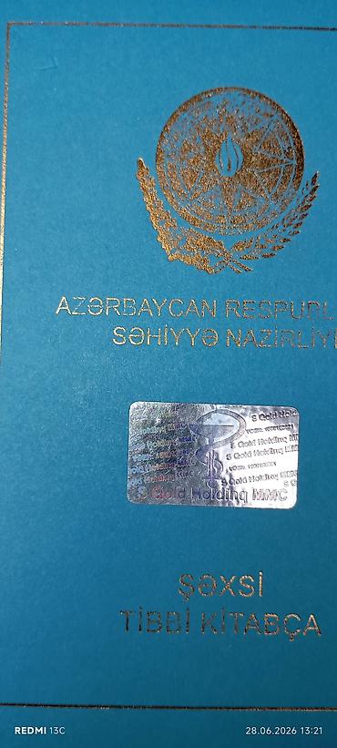 Tibbi məhsullar: Məhsul: Şəxsi Tibbi Kitabça (AZƏRBAYCAN RESPUBLİKASI Səhiyyə Nazirliyi — 6