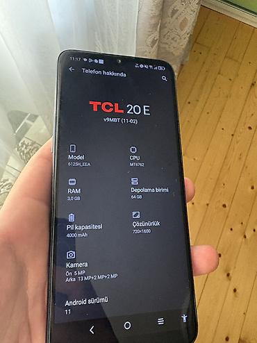 Digər mobil telefonlar: TCL 20E smartfon - Ekran: 6.52" HD+ (720×1600), damla-notch ön kamera — 1