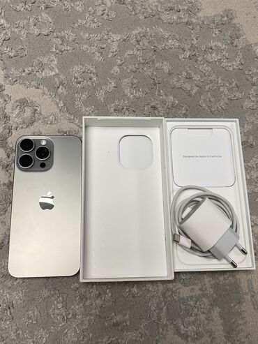 айрподс про 5: IPhone 15 Pro Max, Колдонулган, 512 ГБ, Natural Titanium, Заряддоочу түзүлүш, Коргоочу айнек, Кабель, 93 %