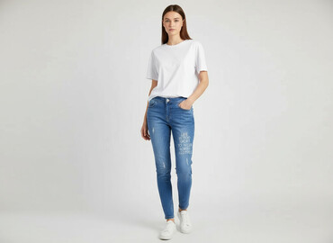 jeans wide leg jeans: Calzedonia, Jeansy damskie, rozmiar XS