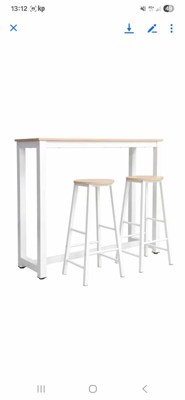 stolice za kafice polovne: 07. Set 2 barske stolice i šank MARLI Dužina: 120 cm Širina: 40 cm