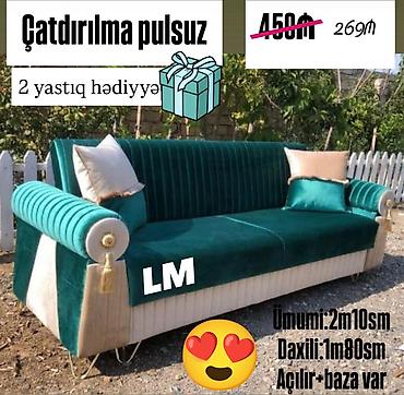 Divanlar: Divan-kravat, Yeni, Açılan, Bazalı, Vеlur parça, Şəhərdaxili pulsuz çatdırılma — 1