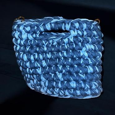 bershka baletanke: Rucno pletena torba od t-shirt yarn. Tamno plavo, svetlo plava — 3