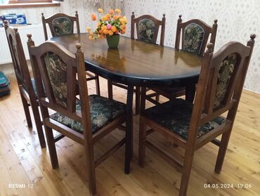 Masa və oturacaq dəstləri: Qonaq otağı üçün, Yeni, Oval masa, 6 stul, Rumıniya
