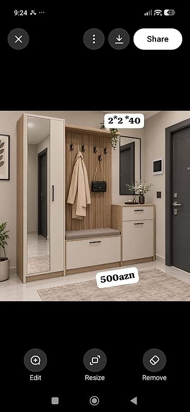 Dəhliz üçün çoxfunksiyalı mebel dəsti Ölçü: 2 × 2 × 40 Qiymət: 500