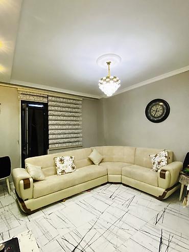 kuxna ucun kunc divan: Künc divan dəsti – krem rəngli, yumşaq teksturalı parça ilə - — 2