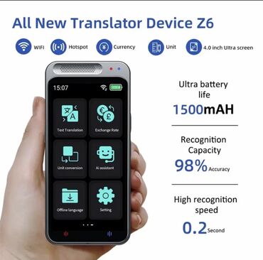 mobile aksesuar: Tercume cihazi Z6 tercume cihazi hem offline hem online yapay zeka