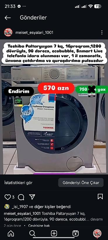 Paltaryuyan maşınlar: Paltaryuyan Anbardan satiş.Qimətlər aşagida qeyd olunub.Ünvana — 27