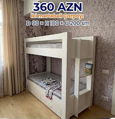 3 mertebeli kravatlar: İki mərtəbəli çarpayı – 360 AZN Ölçülər: - Dərinlik: 90 sm - — 1