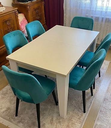 Qonaq otağı üçün, İşlənmiş, Dördbucaq masa, 6 stul
