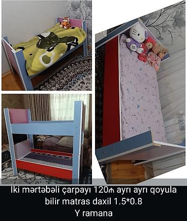 şamdanlar: İki mərtəbəli uşaq çarpayısı - Rənglər: mavi, qırmızı və çəhrayı — 2
