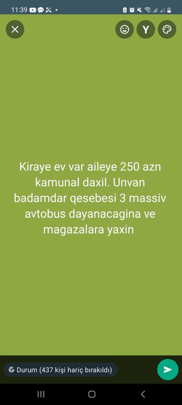 sumqayitda ucuz kiraye evler 2021: Kiraye heyet evi 250 azn badamdar