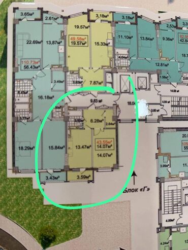 мамбетова 1 восток 5: 1 комната, 44 м², Элитка, 10 этаж