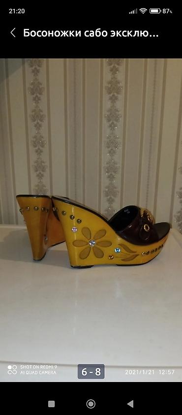 Босоножки, сандалии, шлепанцы: Босоножки Сабо эксклюзивная модель, натуральная кожа, деревянная — 4