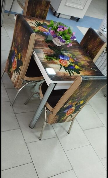 Masa və oturacaq dəstləri: Qonaq otağı üçün, Yeni, Açılan, Dördbucaq masa, 4 stul — 22