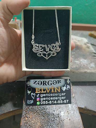 Личные вещи: Gümüş boyunbağı – “SEVGI” yazılı modellə - Material: Gümüş rəngli — 1