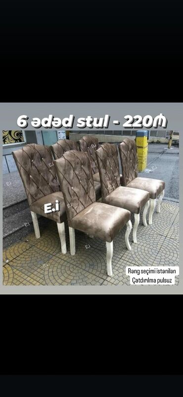 Masa və oturacaq dəstləri: Qonaq otağı üçün, Yeni, Açılmayan, Dördbucaq masa, 6 stul — 22