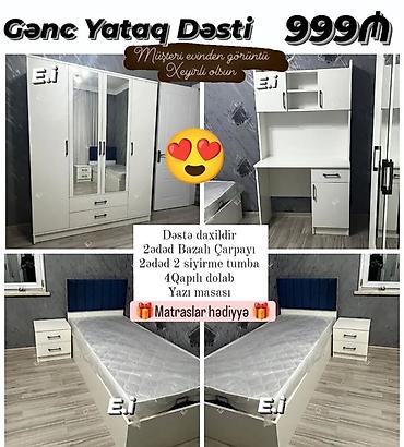 uşaq yataq desti: Gənc Yataq Dəsti – 999₼ Komplekt: - 2 ədəd bazalı çarpayı - 2 ədəd — 1