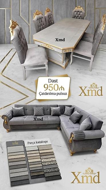 Xmd premium mebel dəsti - Dəst: yemək masası + 6 ədəd kürsü, L