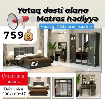 Divan və masa dəstləri: Yataq desti rəng seçimi var