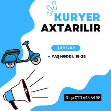 gənclikdə iş elanları: Moto-kuryer tələb olunur, 1-2 illik təcrübə