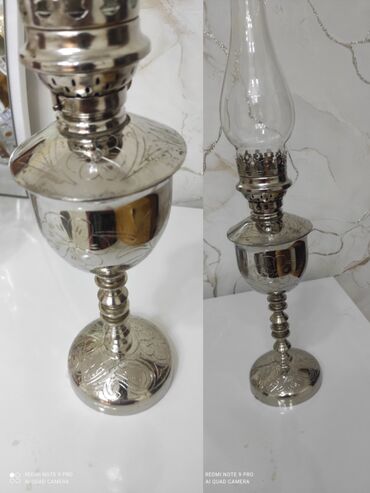Stol lampaları: Kohnənin nikkel üstü bəzəkli ağır lampa yalnız toy günü işlənib