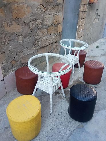 Balkon üçün, İşlənmiş, Açılmayan, Yumru masa, 6 stul