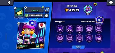 mustuk: Brawl Stars oyunu üçün inkişaf etmiş hesab - Kupa yolu: 47 979 - — 1