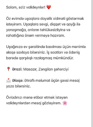 internet is: Uşaqlara dayəlik xidməti Öz evimdə uşaqlara sevgi, diqqət və qayğı — 1
