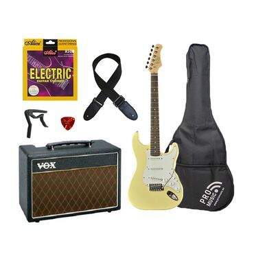 gitar qiymetleri: Eko S-300 Cream & Vox Dəsti ( Gitara Elektro gitara dəsti amp
