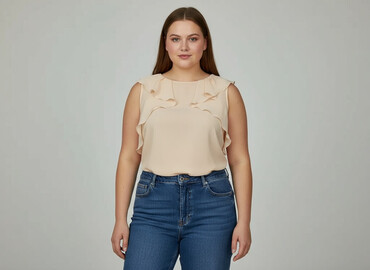 beżowa bluzki z krótkim rękawem: Women's blouse, size 2XL