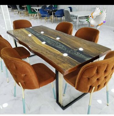 İkimərtəbəli uşaq çarpayıları: Qonaq otağı üçün, Yeni, Dördbucaq masa, 6 stul