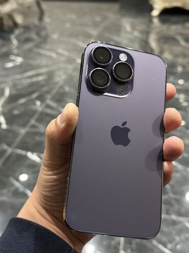 iphone x рассрочка: IPhone 14 Pro, Б/у, 256 ГБ, Deep Purple, Чехол, 95 %