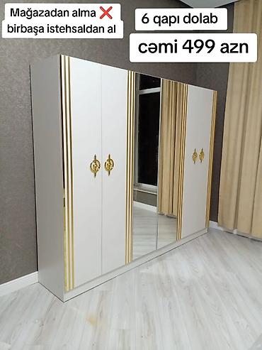 qapil: Yeni, 6 qapı, Güzgülü, Ağ, Açılan, Düz dolab — 1