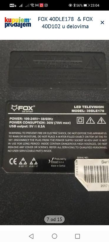 Aksesoari za TV i video: FOX 40DLE178 i FOX 40D102 – delovi za televizore (40") Dostupne — 8