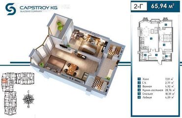 Продажа квартир: 2 комнаты, 68 м², Элитка, 5 этаж, ПСО (под самоотделку)