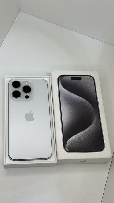 телефон s22: IPhone 15 Pro, Б/у, 128 ГБ, White Titanium, Коробка, 89 %