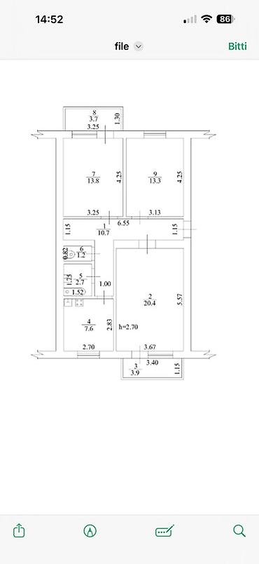 Köhnə tikili: Sumqayıt, 3 otaqlı, Köhnə tikili, 72 kv. m — 1