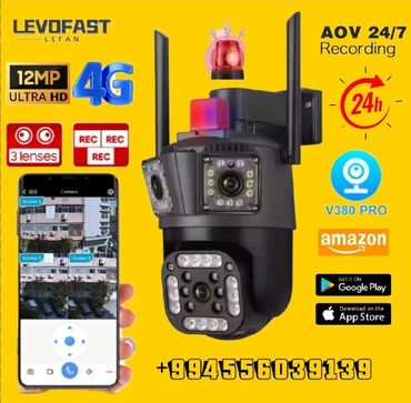 ip kamera: LEVOFAST Q17 Model 4G Sim LTE Kamera 12 MP 3 lens Ultra FHD PTZ İP 66