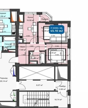 Продажа квартир: 2 комнаты, 45 м², Элитка, 3 этаж, ПСО (под самоотделку)