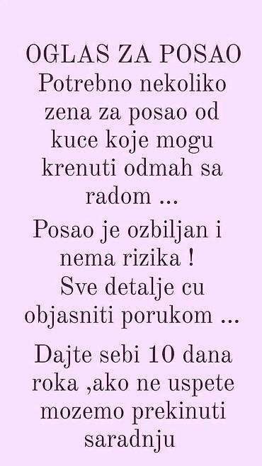 Administrativno osoblje: Oglas za posao – rad od kuće - Potrebno je nekoliko žena za rad od — 1