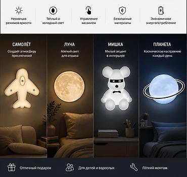 настенные светильники: Настенные и потолочные LED‑светильники декоративные Выберите форму: - — 8