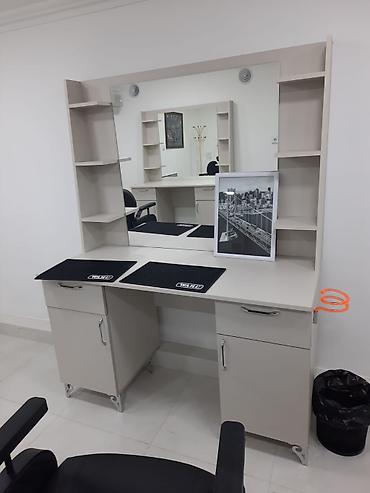 Salon, tibbi mebel: Salon üçün güzgülü iş stolu - Rəng: açıq bej/ivory - Geniş, düz iş — 3