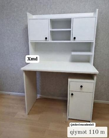 ağıllı lovhə qiyməti: Ağ rəngli yazı/kompüter masası – üst şkaflı model - Geniş iş səthi — 2