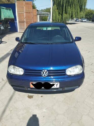 маленькая машина: Автомобиль Volkswagen Golf синего цвета, оснащенный четырьмя дверями