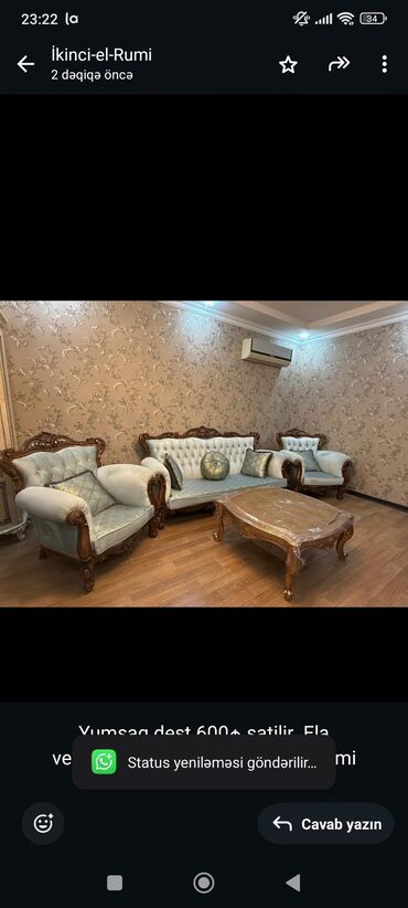 Divan və kreslo dəstləri: İşlənmiş, Divan, 2 kreslo, Kreslo