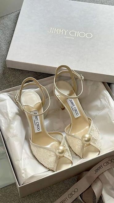 свадебные туфельки: Босоножки, 38.5, 39, Jimmy Choo, Новый, цвет - Белый — 2