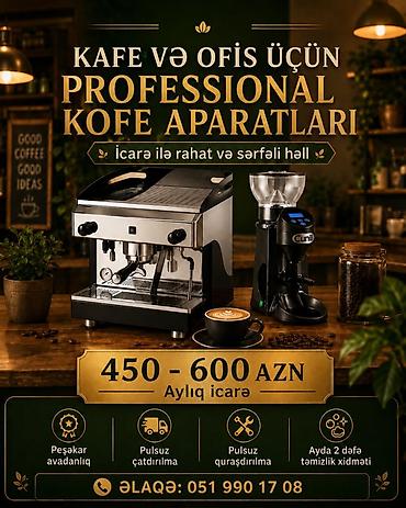 Kafe və ofislər üçün professional kofe aparatlarının icarəsi Aylıq